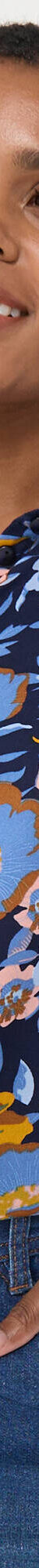 Chemisier boutonné imprimé fleurs (bleu / curry) Chemisier boutonné imprimé fleurs (bleu / curry)